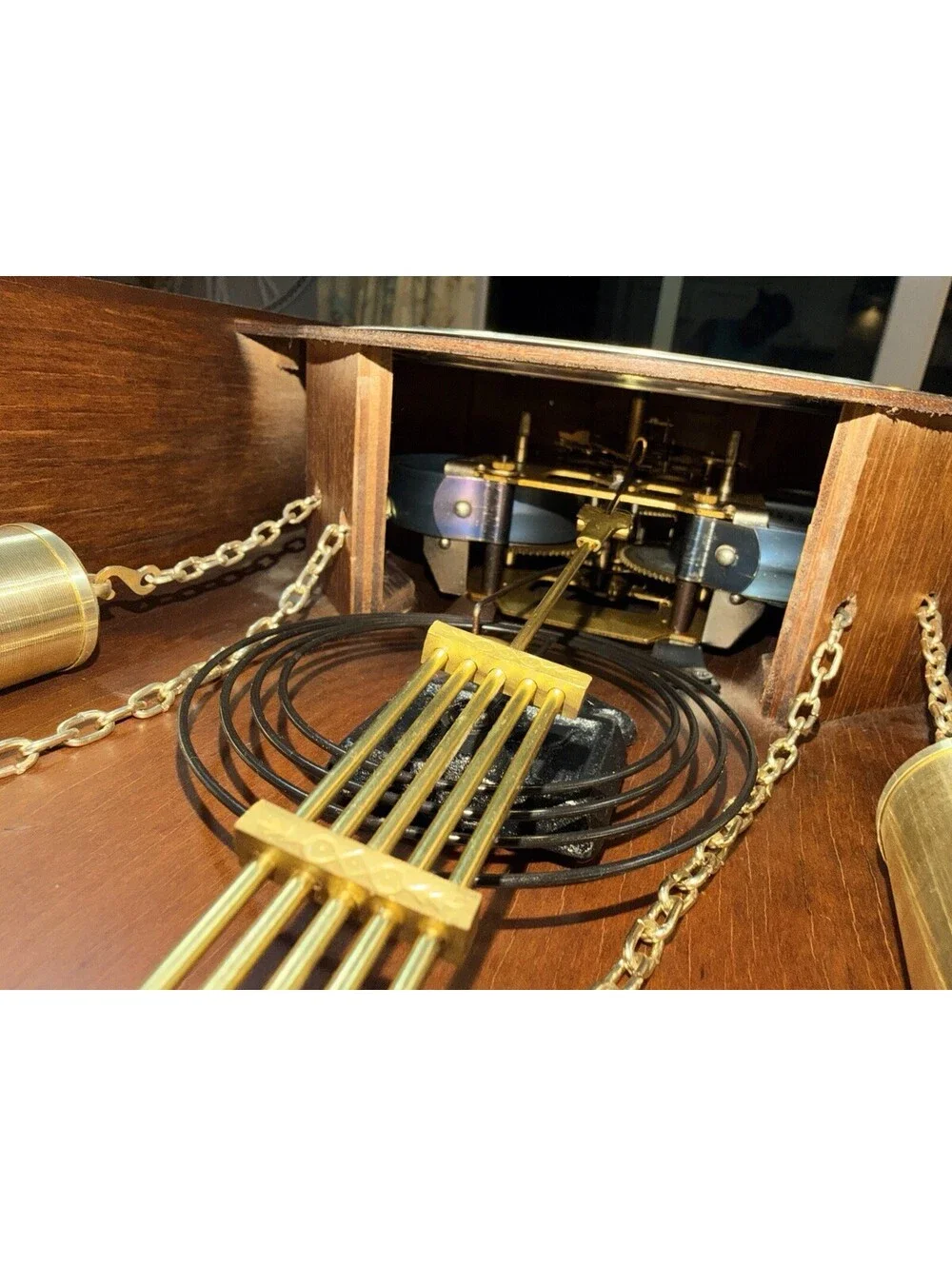 Waltham 31 Day Chime Wall Clock Driven Pendulum Works Key